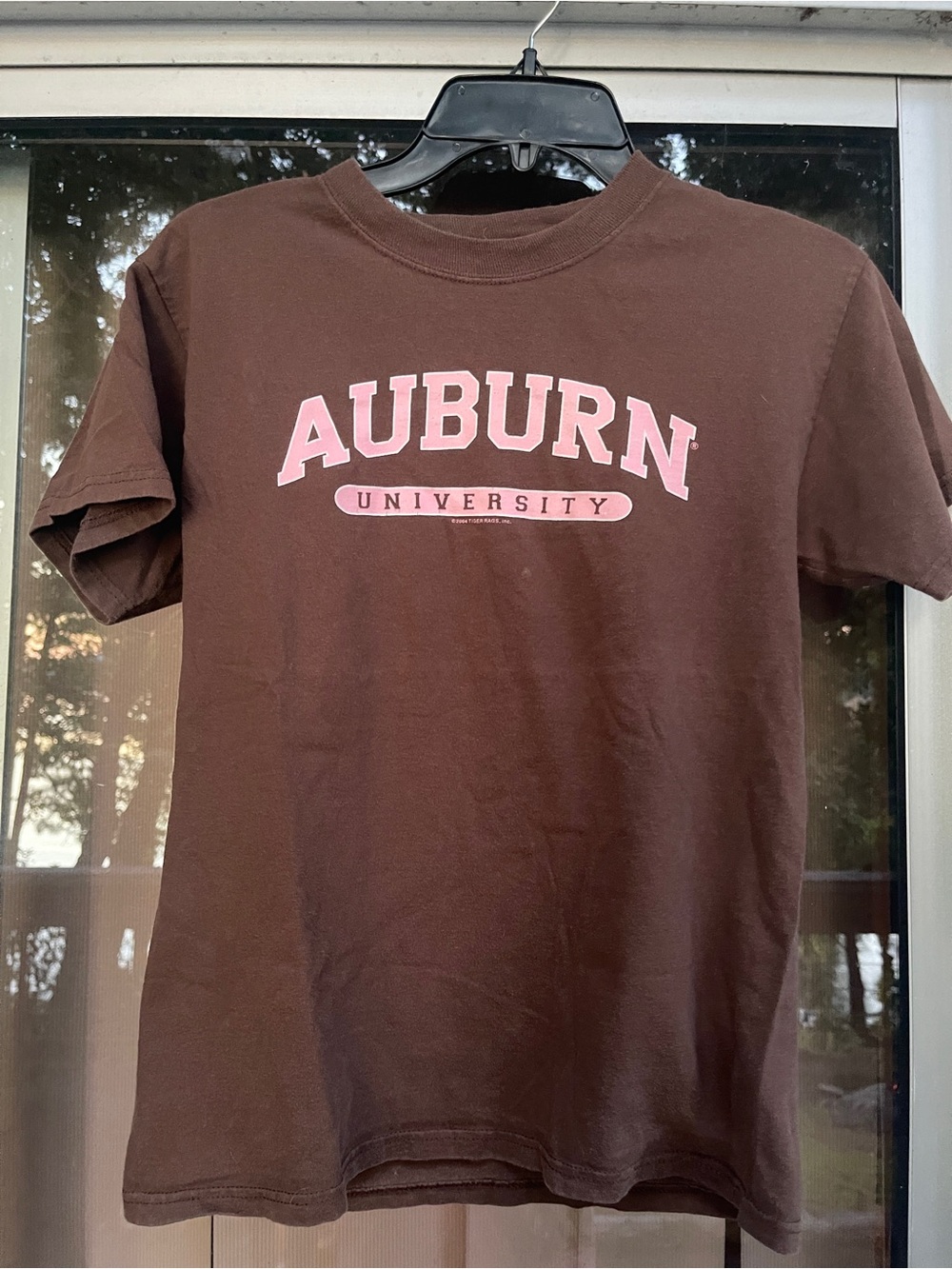 Auburn University Short Sleeve Crewneck Tee in Brown with Pink Logo Tiger Rags